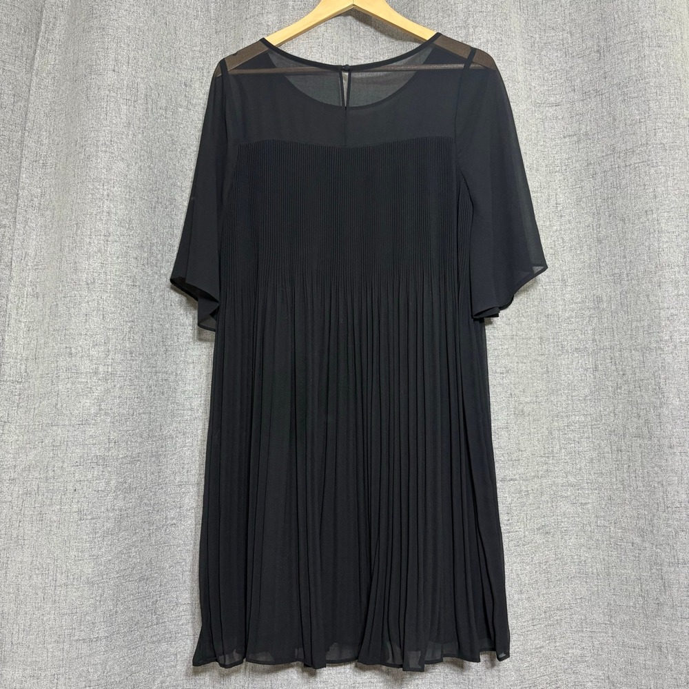 Maeve Dress Women 6 Black Swing Pleated Short Sheer Lined Whimsygoth - Picture 2 of 7